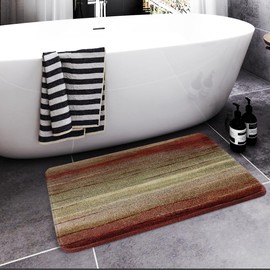 Britimes Bath Mats for Bathroom,Western Bathroom Rugs No Silp,Orange and Pale Peach Abstract Stripe Washable Cover Floor Rug Carpets Floor Mat Bathroom Decorations 16x24 Inches for Kitchen Bedroom