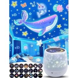 21 Sets of Films + Projector Night Light for Kids, Baby Night Lights for Bedroom, Ceiling, Kids Star Projector with 360° Rotation Dimmable for Baby Girls Boys, Birthday, Christmas, Nursery, Room Decor
