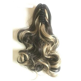 14" Claw Clip in Wavy Ponytail Extensions Dark Brown Blonde Highlights Heat Friendly Fire Resistence Fiber …