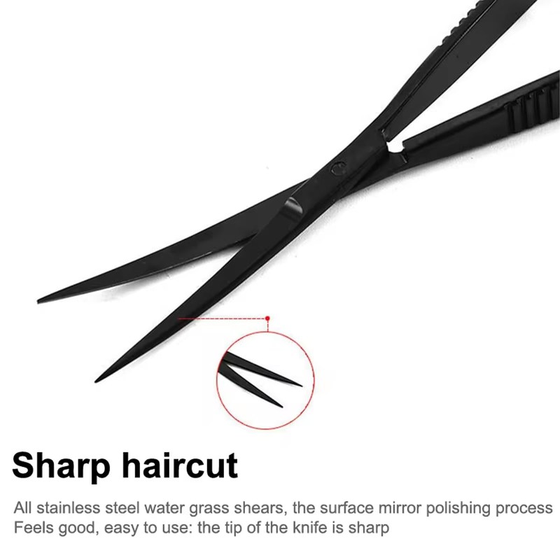 AIMALL quarium Grass Tank Trimming Shears - Black Stainless Steel