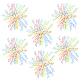 LIZLOVESS 6 Inch Pastel Curly Bows for Gift Wrapping Set of 6, Self Adhesive Bows Pastel Rainbow Gift Bows for Presents, Satin Ribbon Bows for Birthday, Wedding, Christmas, Bridal Shower