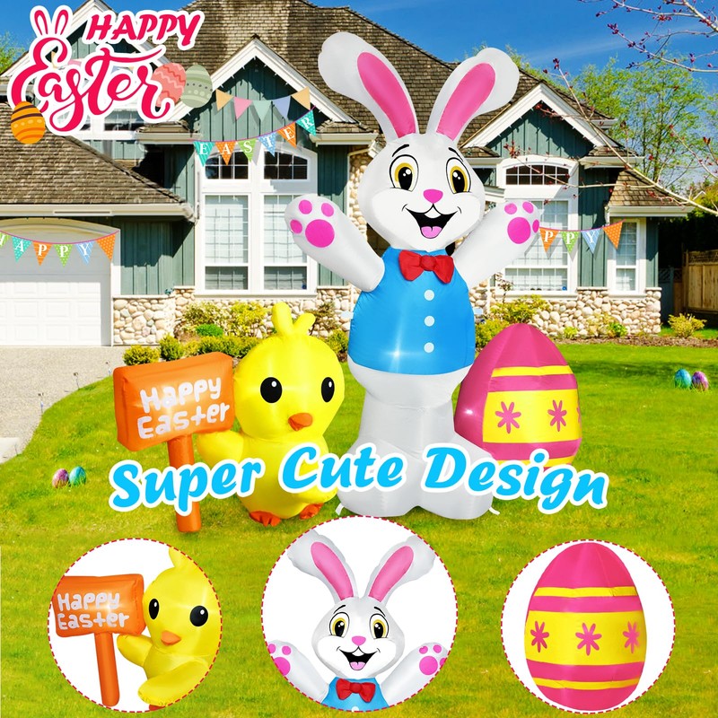 Raymall Easter Inflatables Outdoor Decorations, 5FT Tall Easter Blow Up