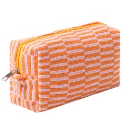 Dalulu Pencil Case Pencil Pouch Cute Pen Holder Aesthetic Pen Bag Coin Pouch Cosmetic Bag Office Stationery Organizer for School College and Travel (Orange stripe)