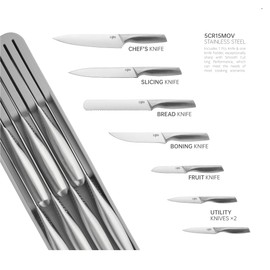 LI JIU Kitchen Knife Set 7 Pcs & Horizontally Knives Case, Crafted from High Carbon 5Cr15Mov Stainless Steel and Food-Grade Polypropylene. (7)