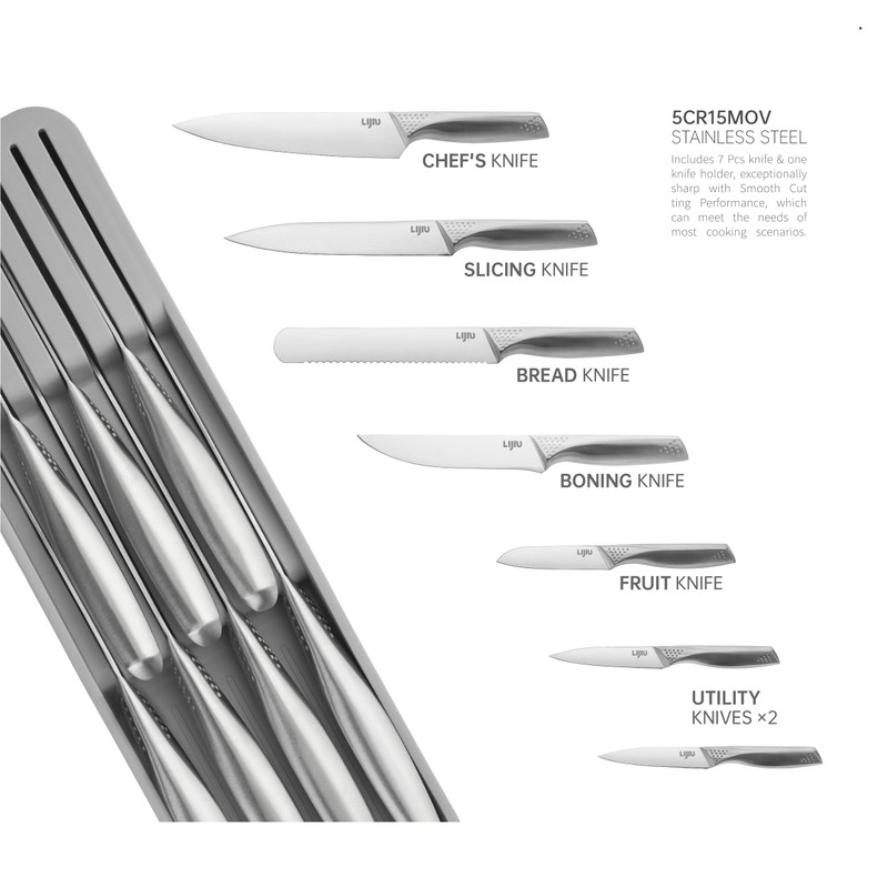 LI JIU Kitchen Knife Set 7 Pcs & Horizontally Knives