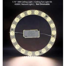 Zhairdalstar 18W LED Flush Mount Ceiling Fan Ring Light Kit Replacement,Retrofit LED Light Engine Panel,4500K Natural Light