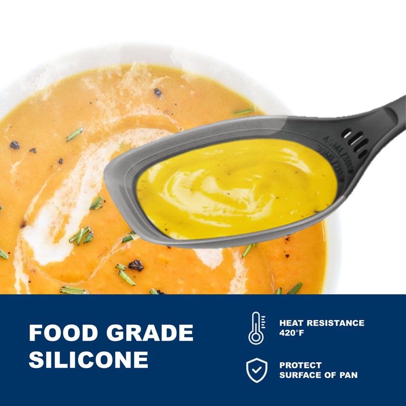 Multi-Functional Silicone Edge Cooking Spoon with Herb Stripper & Engraved