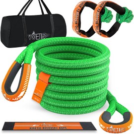 VOETIR 1-1/8'' x 20ft Kinetic Recovery Rope, 40980lbs Tow Strap Heavy Duty with 2 Soft Shackles, Offroad Recovery Kit Towing Strap for Trucks, Jeep, Vehicle, UTV, ATV, SUV