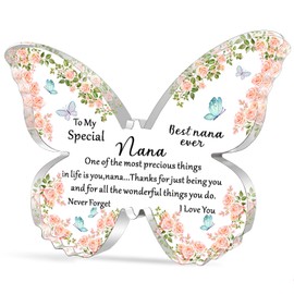 WTOPP Nana Gifts,Nana Birthday Gifts,Nana Butterfly Shaped Plaque,Gifts For Nana,Nana Christmas Mothers Day Thanksgiving Gifts From Grandson Granddaughter