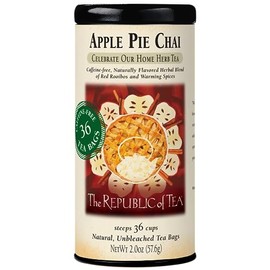 The Republic of Tea Apple Pie Chai Herbal Tea, 36 Tea Bags in a Storage Tin - Caffeine Free Chai with Apple, Rooibos, Ginger Root and Cinnamon