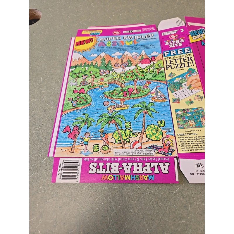 Post 1990's Post Marshmallow Alpha-Bits Cereal Box, Super Swirled ,