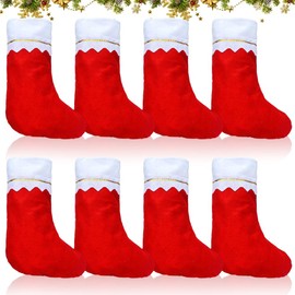 Pack of 8 Christmas Stockings, Santa Socks for Hanging, Christmas Tree Socks, Christmas Stocking for Fireplace, Christmas Tree Fireplace Decoration, Christmas Decoration American Candy Bag, Santa