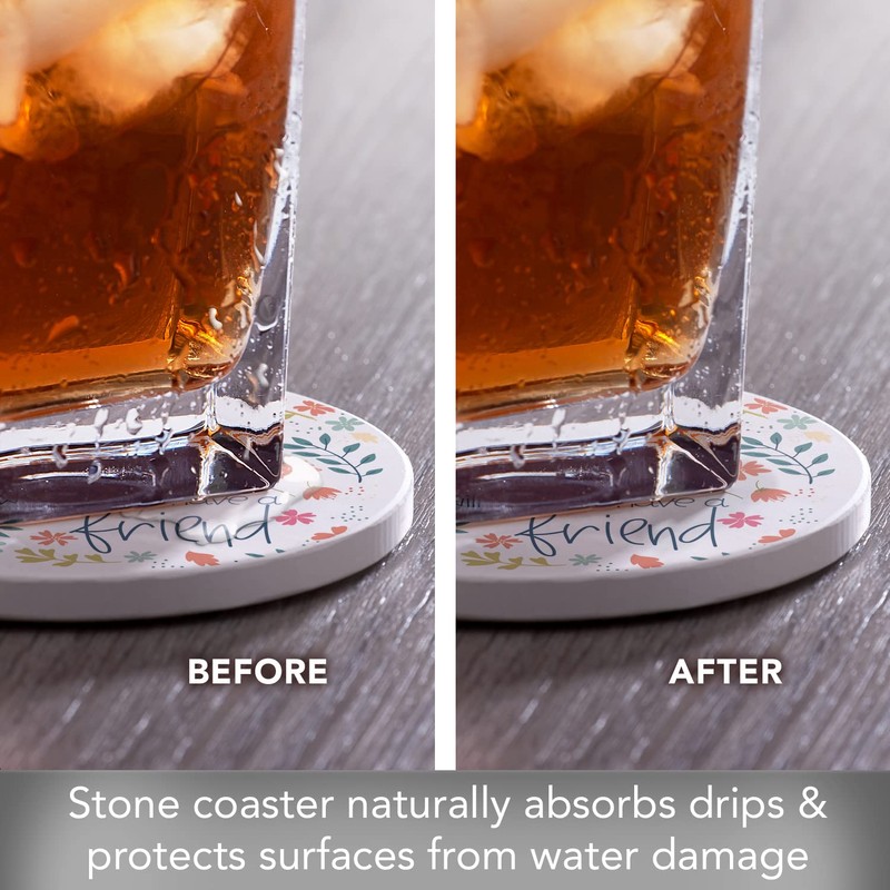Thirstystone Because of Sister Single Round Absorbent Stone Coaster with