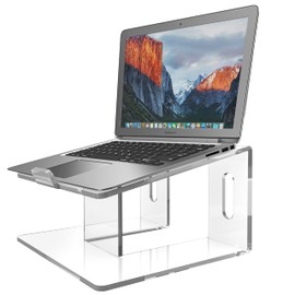 Kamehame Acrylic Laptop Stand, 6MM Thick Clear Acrylic Laptop Stand for Desk, Portable & Ergonomic Acrylic Laptop Riser for Office Home, Compatible with 10 to 15.6 Inches Laptops