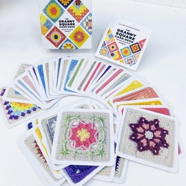 Crochet Granny Square Kit for Beginners - 50 Mixed Patterns, All-Season Winter Craft Set, Instructional Cards Included, Colorful Paper Material