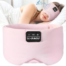 Upgraded Bluetooth 5.4 Sleep Mask with Ice Silk Fabric, Total Blackout Eye Mask for Men & Women, All-Night Comfort for Travel, Home - Color: Pink