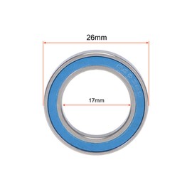 sourcing map Pack of 2 Deep Groove Ball Bearings Double Sealed 6803-2RS 17 mm x 26 mm x 5 mm Blue Cover Chrome Steel P6 (ABEC3)