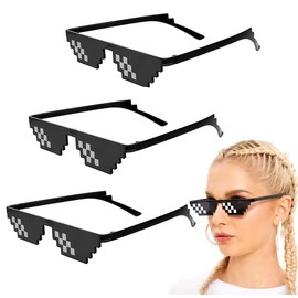 AOEVUIR Pack of 3 Pixel Sunglasses, Cool Funny Mosaic Glasses, Unisex Party Glasses