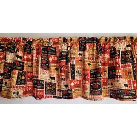 Barbecue Valance Curtain, BBQ Cookout Themed Curtain, Farmhouse Kitchen, Rustic Grill Themed Valance Curtain (41-42 Inches Wide x 14 Inches Long)