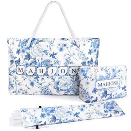 Empty Mahjong Tile Bag for Mahjong Set,Mahjong Bag The Perfect Mahjong Gifts for Women,Mahjong Bags for Tiles and Racks,Mahjong Rack Bag for American Mahjong Tile Set(Bule)