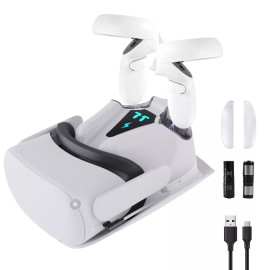 Unbranded VR Stand Headset Display Controller Charging Holder Mount For Oculus Quest 2 - White