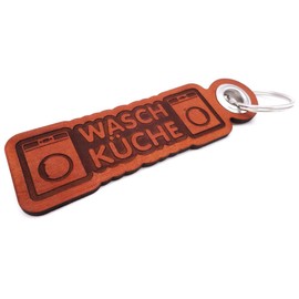 Samunshi® Leather Keyring with Engraving with Lettering Motifs Gifts Made in Germany 16 Colours Variable, Cognac Brown/Engraved