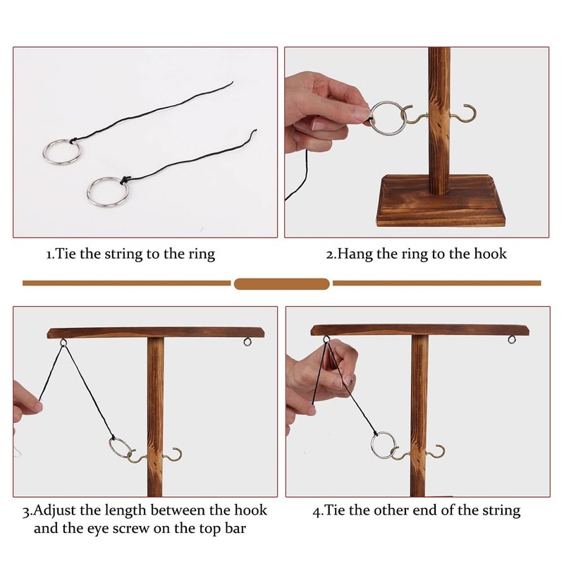 Namvo Wooden Ring Toss Tabletop Hook Ring And Wooden Party