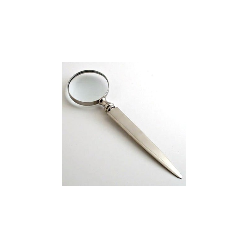 Liards Nickel 7 1/2" Letter Opener with Magnifying Glass. -
