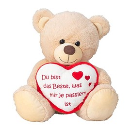 Lifestyle & More Teddy Bear Cuddly Bear with Heart and Inscription 30 cm Large Plush Bear Cuddly Toy Velvety Soft