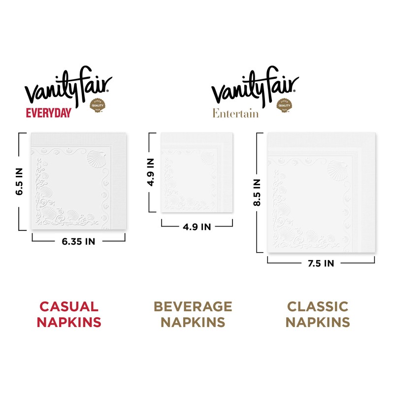 Vanity Fair Everyday Paper Napkins, 200 Count, Disposable Napkins Made