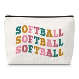 Softball Gifts Makeup Bag for Team Birthday Graduation Gift for Softball Player Lover Zipper Cosmetic Bag Christmas Graduation Appreciation Presents for Coach Instructor Travel Toiletry Pouch