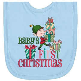 inktastic Baby's First Christmas Newborn Bib Light Blue 3ff46
