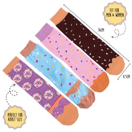 Pop Craze - 2 or 4 Pairs Doughnut Socks in a Box - 1 Size Fits Most. Novelty Food Socks, Funny Socks. Gift for Men and Women (US, Alpha, One Size, Regular, Regular, 4 Pairs Doughnut Socks)