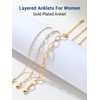 PROSTEEL Gold Ankle Bracelets For Women Minimalist Layered Anklets Sets