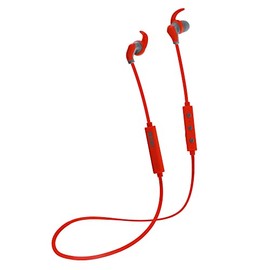 Moki Hybrid Wireless Bluetooth Earphones Headset w/Mic for Smartphones Red