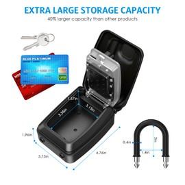 AMIR Extra Large Lock Box - Push Button Combination Lock with Resettable 12-Digit Code, Wall Mounted Key Hider Safe Box for Home & Hotels