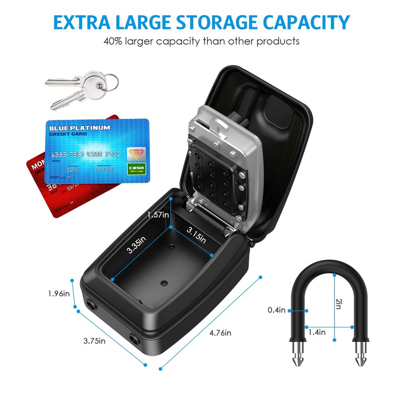 AMIR Extra Large Lock Box - Push Button Combination Lock