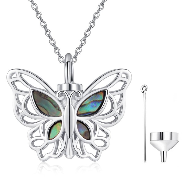 KINGWHYTE Ash Pendant for Women Sterling Silver Butterfly Urn Necklace