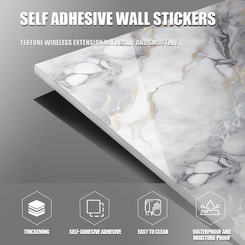 Chejiaye 22pcs Marble Peel and Stick Backsplash Waterproof Washroom Wall