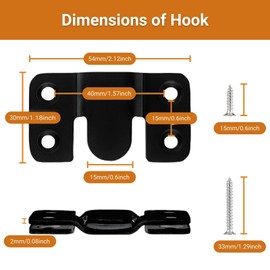 [10 Pairs Large] Interlocking Flush Mount Brackets, Stainless Steel Heavy Picture Hanging Hardware, Hanging Buckle Wall Hanger, Frame Hooks for Showdow Box, Jersey Frame Display Case (Black)