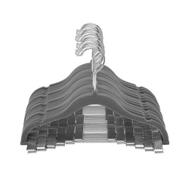 Simplify 24 Pack Children's Velvet Hangers | Durable | Lightweight | Non-Slip | Nursery | Shirt | Pants | Tank Top | Grey | Clips | Closet Organization