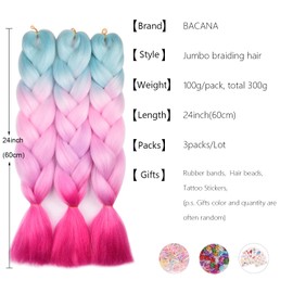 BACANA Purple Braiding Hair Ombre (Purple/Light Purple) 3pcs Jumbo Braiding Hair Extensions for Crochet Braids Twist 24 Inch 100G Hot Water Seal Soft Synthetic Fiber