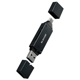 Elecom Memory Card Reader USB Type-C & USB-A Compatible, Direct Insertion Type, SD + microSD, USB 5Gbps, Black MR3C-D207BK