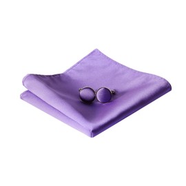 HOULIFE Bow Tie Men's Set - Adjustable Satin Polyester Bow Tie Pre-tied Bow Tie, Plain Pocket Square, Cufflinks Set for Groom Wedding Formal with Gift Box, purple