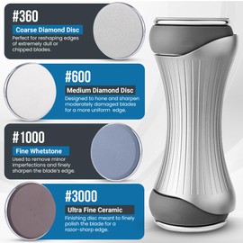 ARZEN Professional Rolling Magnetic Knife Sharpener with Anti Cut Gloves – 4 Diamond & Ceramic Discs Multi Angle Kitchen Sharpening Tool for Knives – Efficient & Precision Edge Restoration