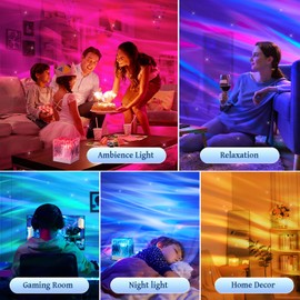 One Fire Sensory Lights for Bedroom, 18 Colors Aurora Table Lamps for Bedroom,10 Brightness Ceiling Projector, Remote+Timer Northern Lights Projector, Night Light Projector, Galaxy Projector