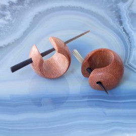 Fly Style Women's Creole Earrings Made of Wood Small Wooden Hoop Earrings Natural Women's Jewellery, Wood