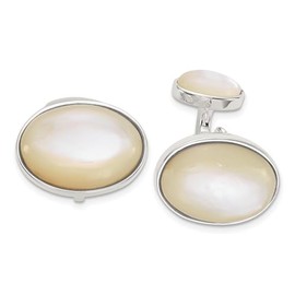 925 Sterling Silver Oval Mother of Pearl Cuff Links