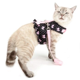 SELMAI Escape Proof Cat Harness and Leash for Walking, Fashionable Puppy Cat Striped Harness Ruffles Design Adjustable Soft Padded Vest for Small Dogs Kitten Puppies Easy on Jacket Spring Autumn