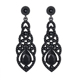 mecresh Black Teardrop Earrings for Women Crystal Dangle Drop Earrings